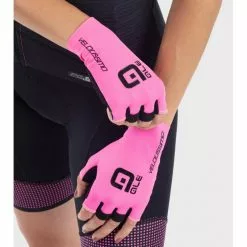 Guanti Estivi Ciclismo ALE' VELOCISSIMO Rosa Fluo-nero -Vendite Caschi bici guanti estivi ciclismo ale velocissimo rosa fluo nero 4