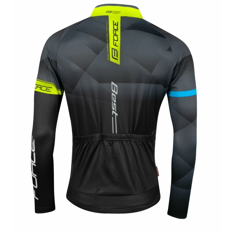 Maglia Ciclismo Maniche Lunghe FORCE BEST Nero Fluo 2 Maglia Ciclismo Maniche Lunghe FORCE BEST Nero Fluo - immagine 2