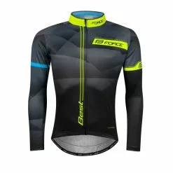 Maglia Ciclismo Maniche Lunghe FORCE BEST Nero Fluo