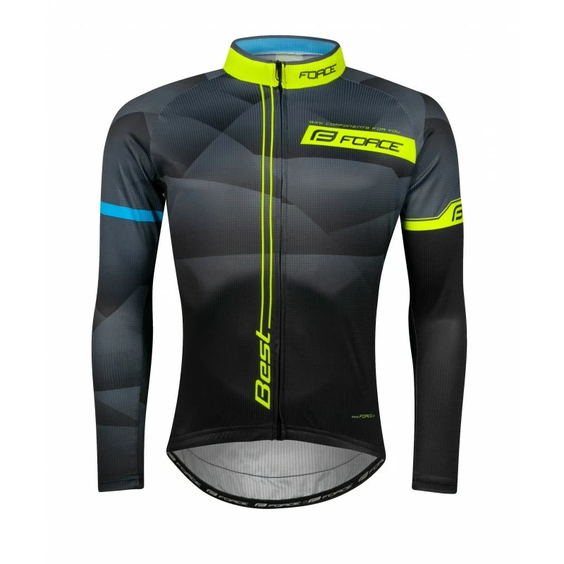 Maglia Ciclismo Maniche Lunghe FORCE BEST Nero Fluo 1 Maglia Ciclismo Maniche Lunghe FORCE BEST Nero Fluo